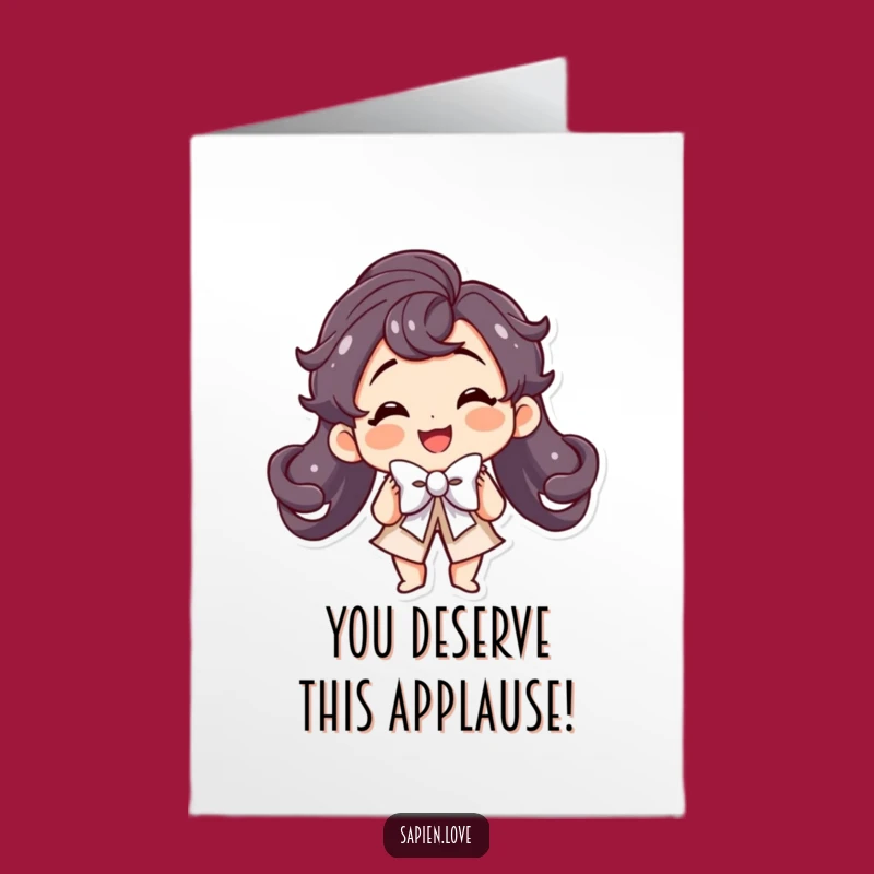 Free Printable Birthday Card: Bowing Kawaii Character Grand Entrance Humor Downloadable