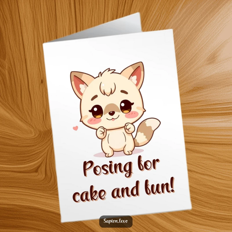 Funny Free Printable Birthday Card: Charming animal-character striking a memorable and humorous pose.