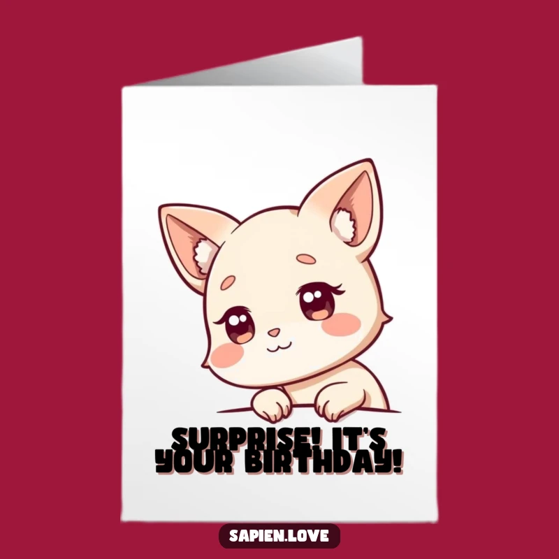 Free Printable Birthday Card: Curious Animal Ears peeking Surprise!