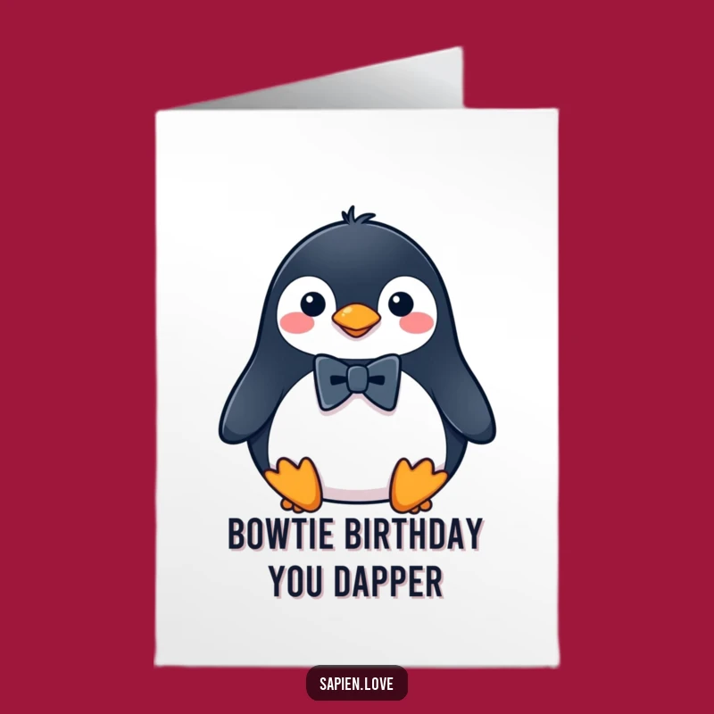 Free Printable Penguin Birthday Card: Funny Bowtie Penguin Downloadable Greeting!