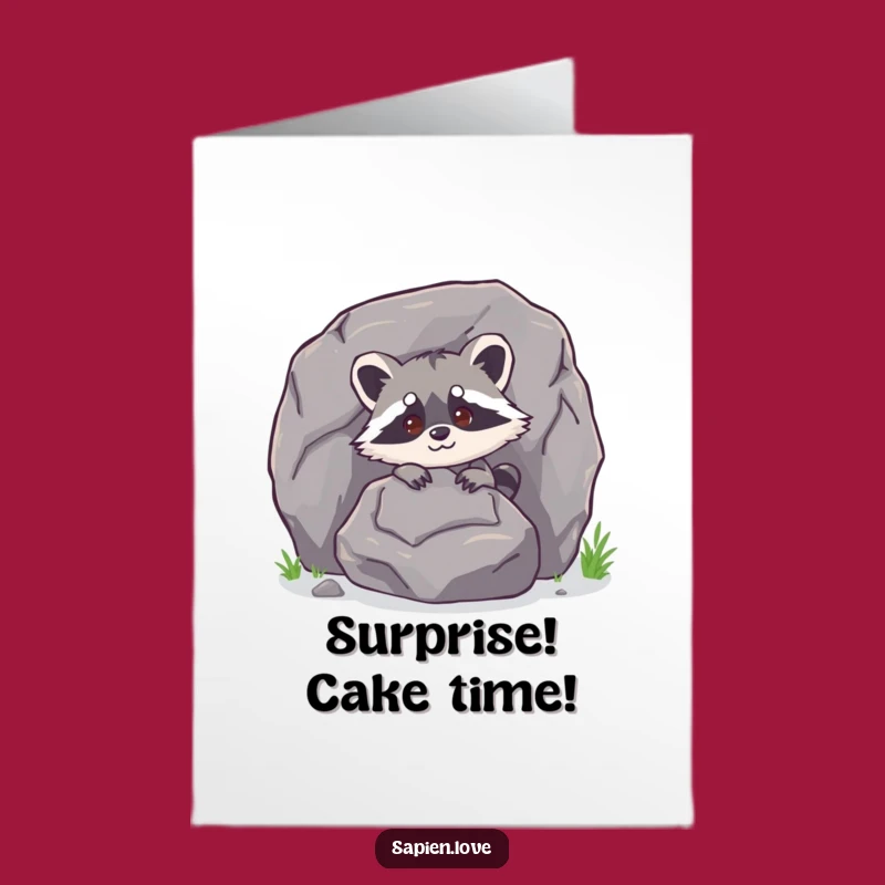 Funny Free Printable Birthday Card: Raccoon Peak-a-Boo - Hilarious Downloadable Gift