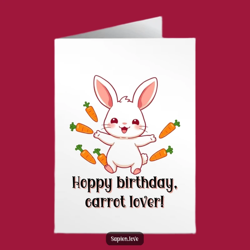 Hoppy Free Printable Rabbit Birthday Card: Carrot Juggler Downloadable Fun Gift