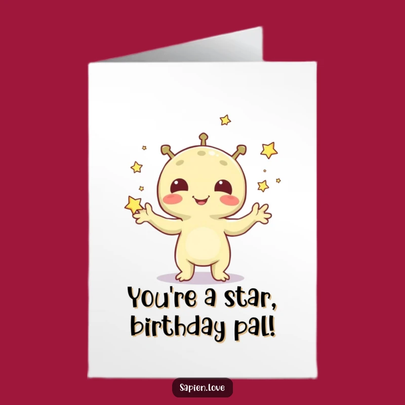 Free Printable Bday Alien Card: Juggling Stars Funny Downloadable Gift