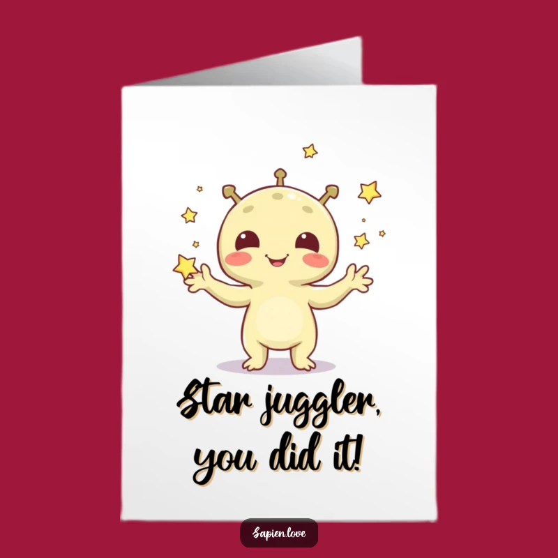 Free Printable Congrats Alien Card: Juggling Stars Funny Downloadable Gift