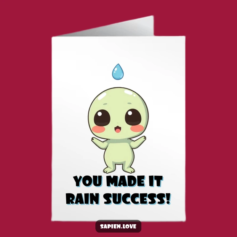 Free Printable Congrats Alien Card: Raindrop Surprise Funny Downloadable Gift