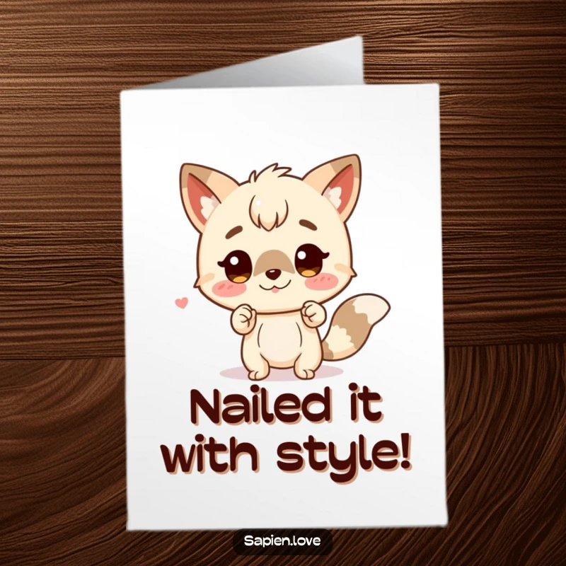 Funny Free Printable Congratulations Card: Charming animal character striking a hilarious and attention-grabbing pose.