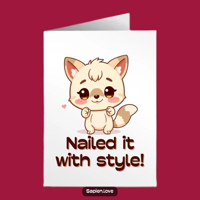 Free Printable Congrats Card: Animal Character's Funny Pose for Success!