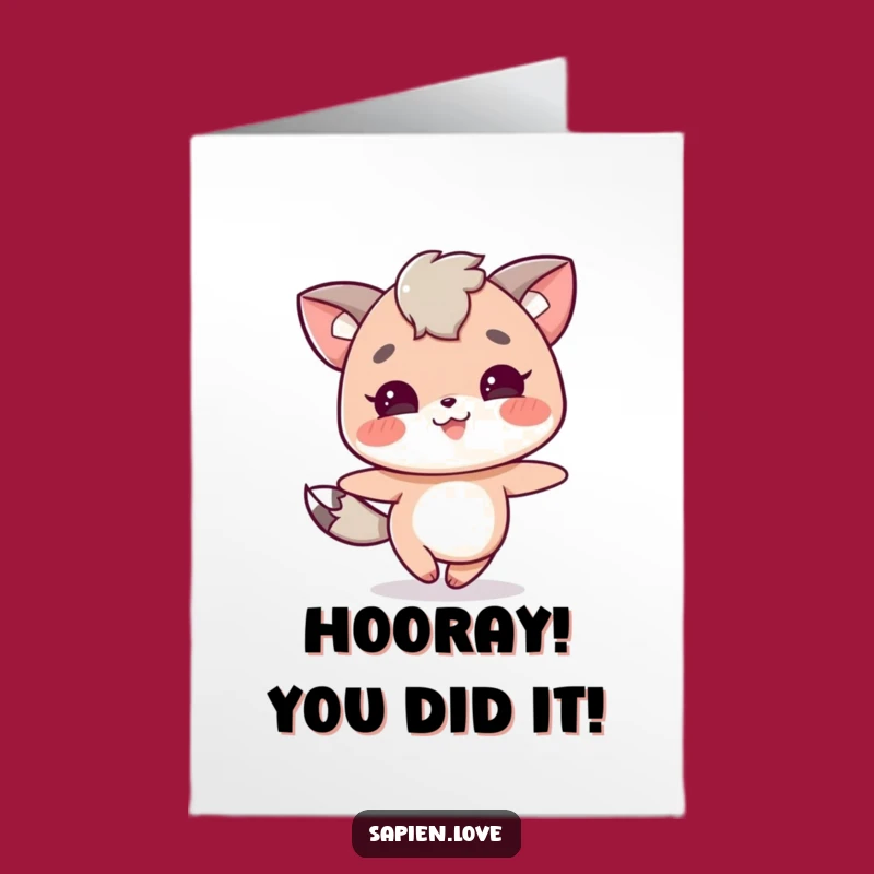 Free Printable Congrats Card: Animal Character Skips for Joyful Success!