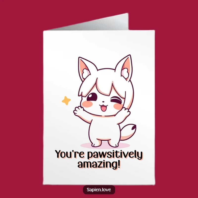 Free Printable Congrats Card: Animal Ears Character's Silly Win Celebration!