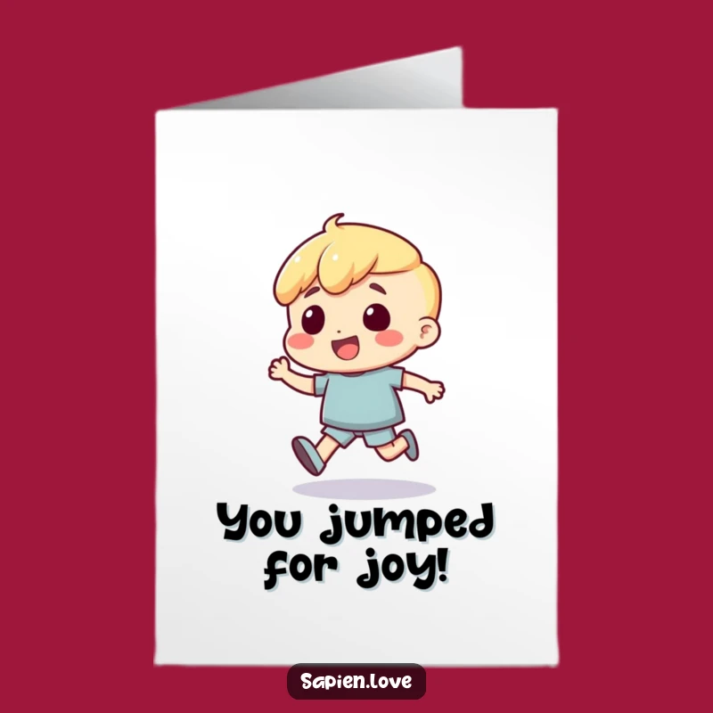 Free Printable Congrats Card: Excited Character Bounces with Achievement!