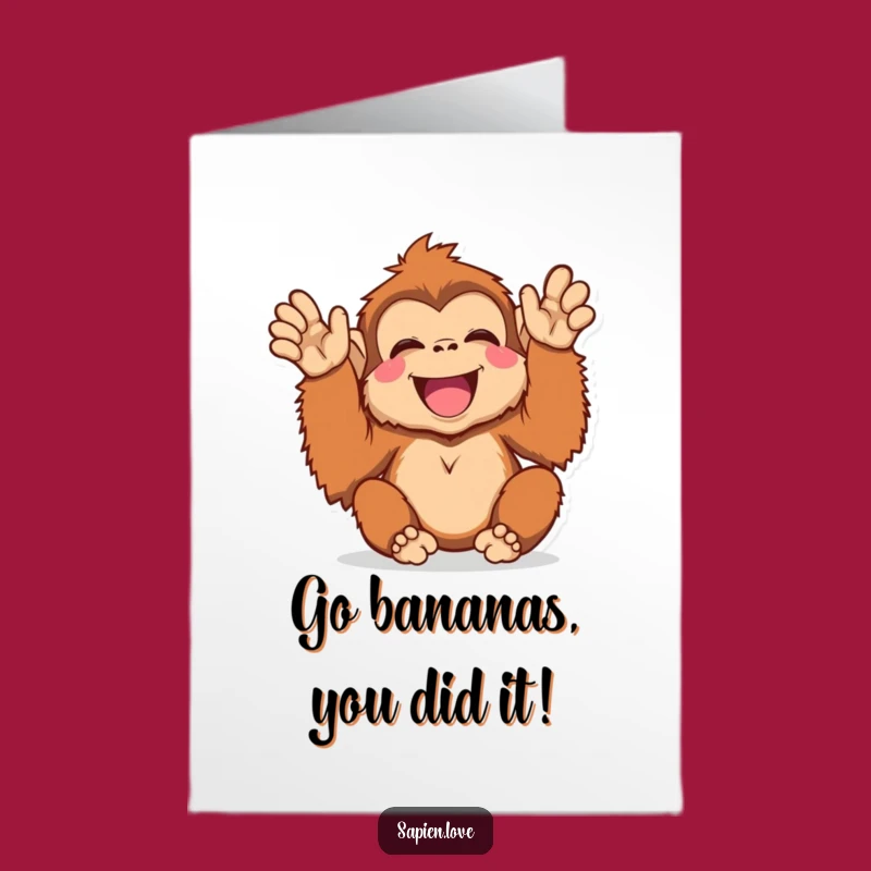 Free Printable Congrats Card: Happy Kawaii Orangutan Clapping - Downloadable Joy!