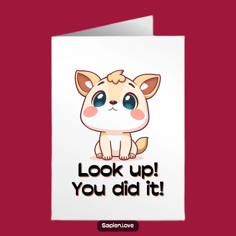 Free Printable Congrats Card: Curious Animal Character Looks Up! Celebrate Success with a Downloadable Gift