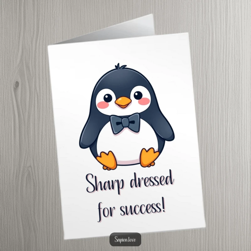 Funny Free Printable Congratulations Card: Penguin sporting a tiny bowtie, exuding sophisticated joy. A stylish bird for your happy news.