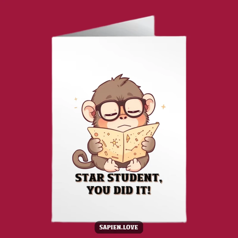 Free Printable Congratulations Card: Wise Monkey Scholar - Humorous Downloadable Note