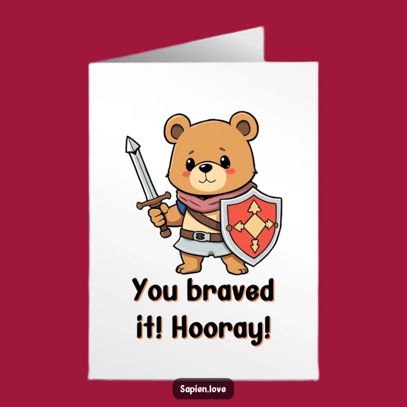 Valiant Free Printable Bear Congrats Card: Heroic Victory Downloadable Gift