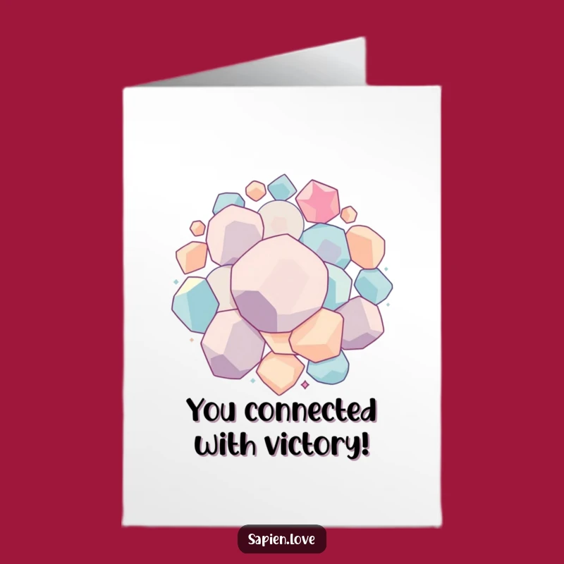 Celebrate their success with geometric flair! This free printable card features shapes rolling towards victory, a great print at home option.