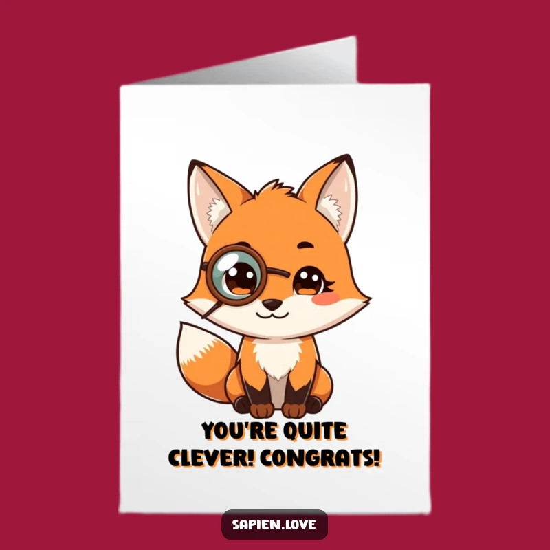 Clever Free Printable Fox Congrats Card: Intellectual Triumph Downloadable Gift