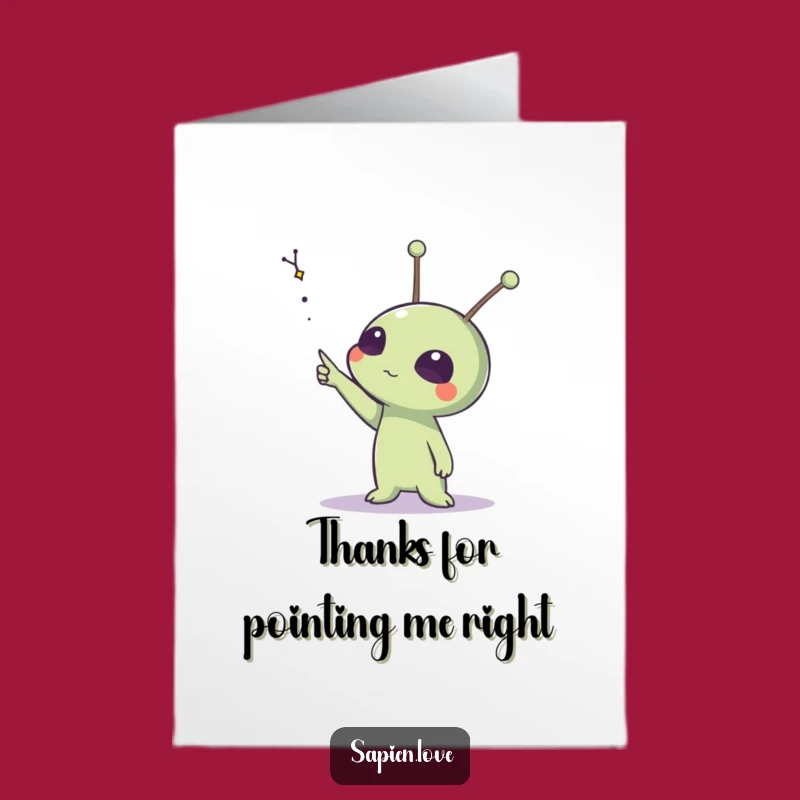 Free Printable Thank You Alien Card: Antennae Pointing Stars Funny Downloadable Gift