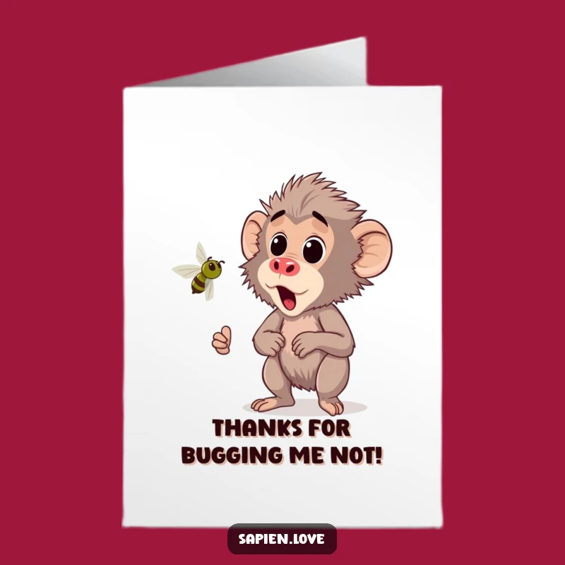 Free Printable Thank You Card: Alarmed Kawaii Baboon Bug - Downloadable Gratitude!