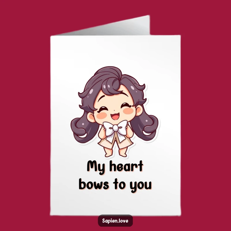 Free Printable Thank You Card: Bowing Kawaii Character Gratitude Humor Downloadable