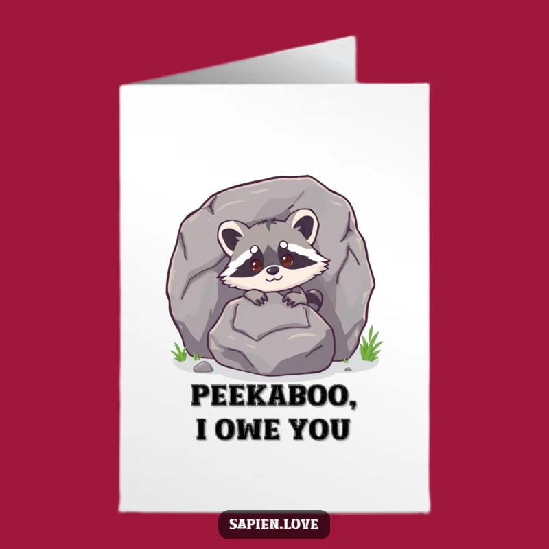 Free Printable Thank You Card: Raccoon's Grateful Peek - Heartfelt Humorous Downloadable Gift
