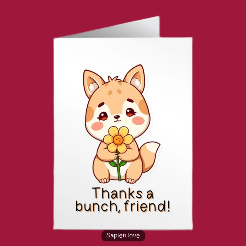 Free Printable Thank You Card: Animal Buddy's Flower Gift of Gratitude