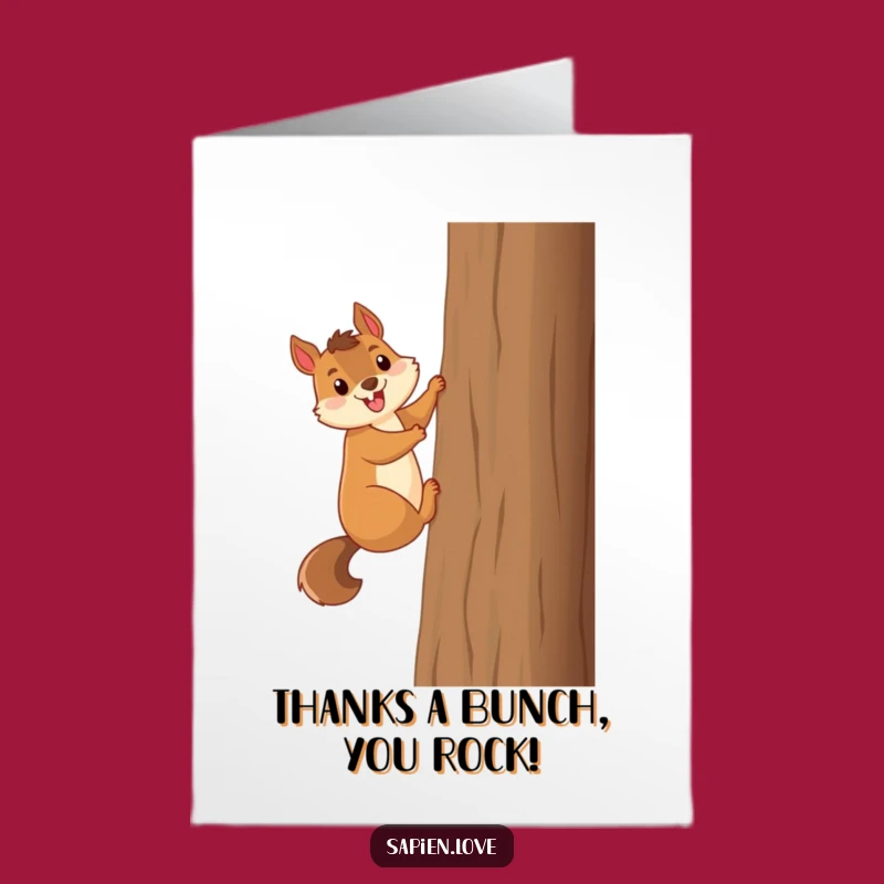 Free Printable Squirrel Tree Thank You Card: Funny Downloadable Gift for Appreciation