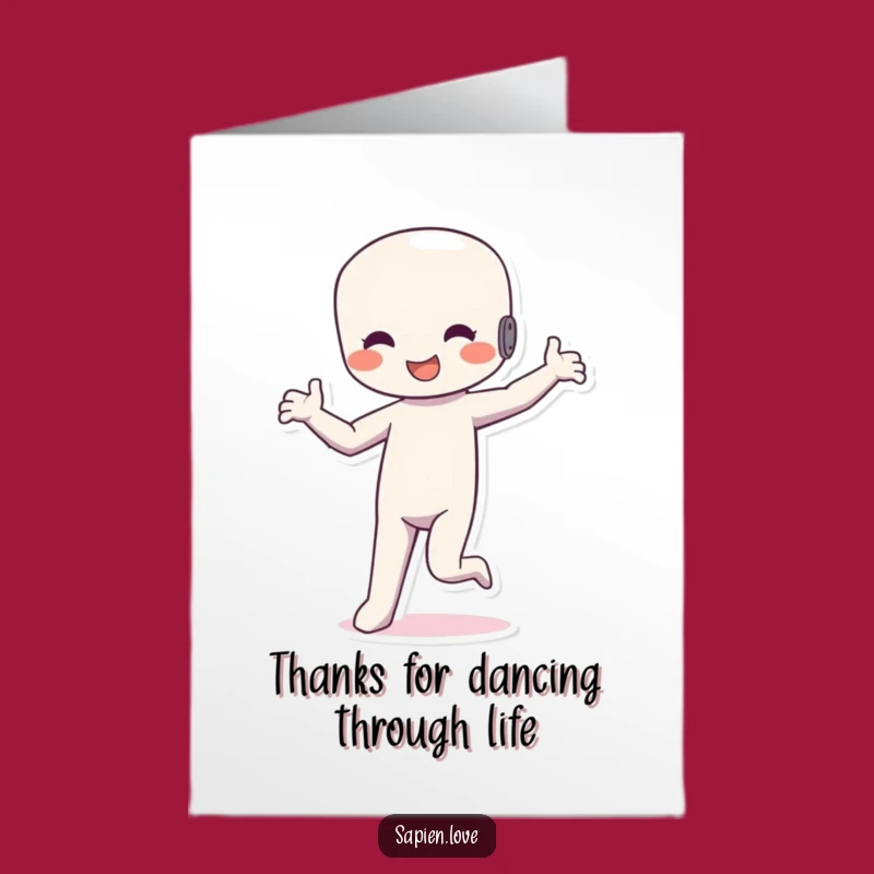 Free Printable Thank You Card: Dancing Figure Says Thanks - Downloadable