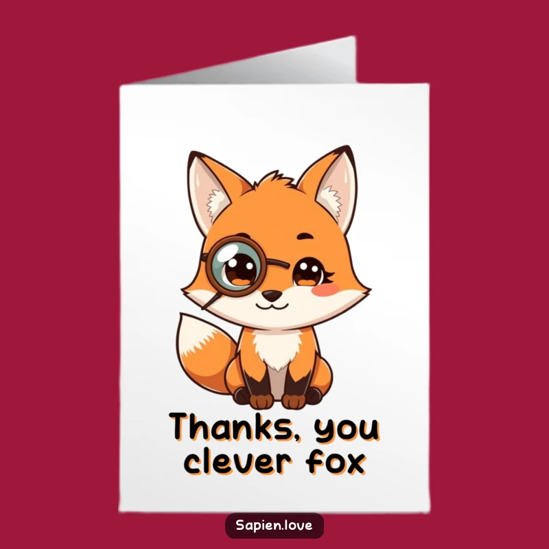 Savvy Free Printable Fox Thanks Card: Wise Appreciation Downloadable Gift
