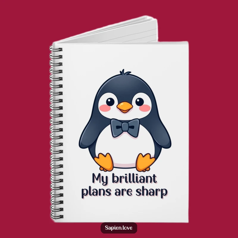 Funny Penguin Bowtie Notebook, Classy Bird Journal for Notes, Great Gift