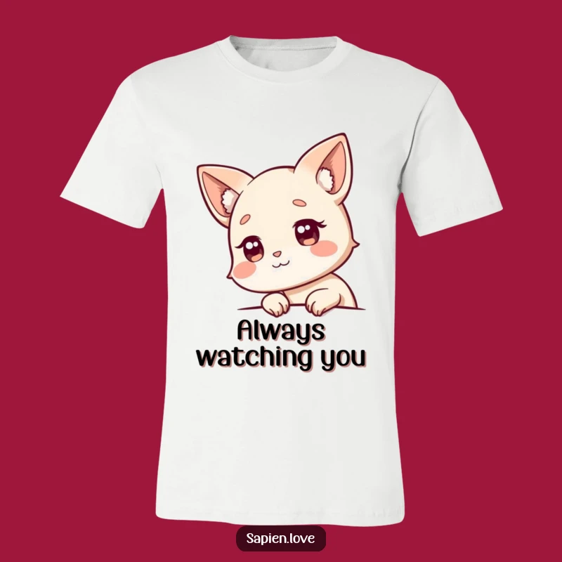Funny Peeker Animal Ears Character T-Shirt - Mysterious Cute Tee Gift