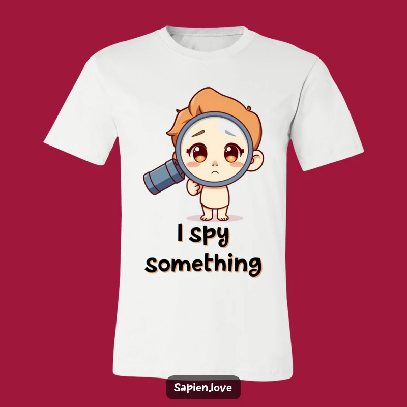 Funny Explorer T-Shirt: Curious Human with Magnifying Glass for a Laugh