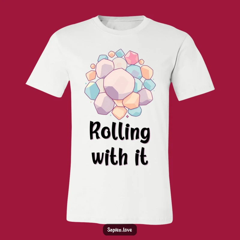 Wear your energy with this funny geometric bounce t-shirt. This design features a lively series of interconnected shapes bouncing and rolling, a truly funny statement.