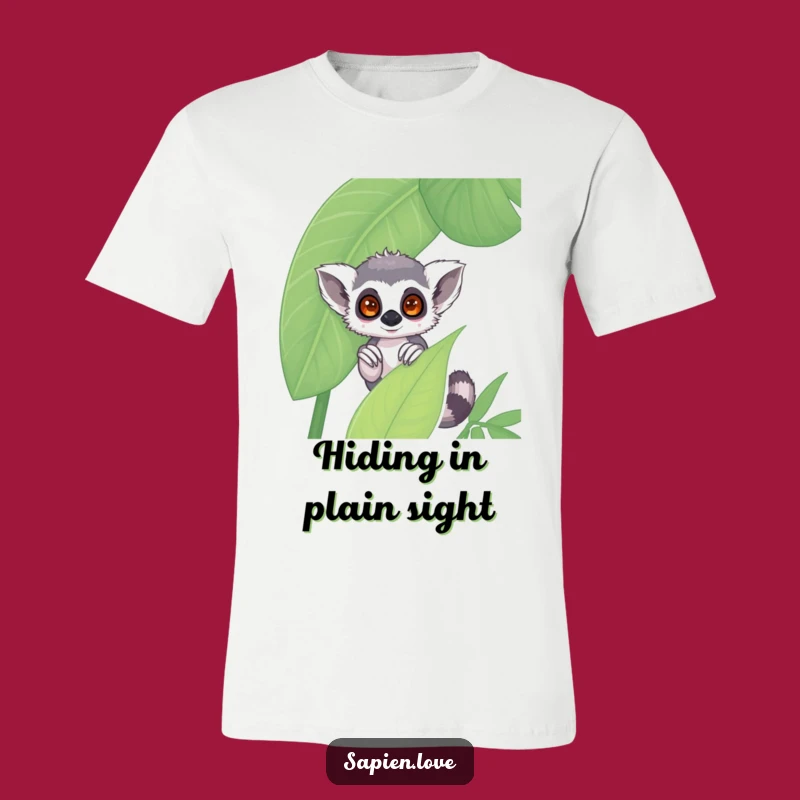Funny Kawaii Lemur Peeking T-Shirt: Shy Style Revealed