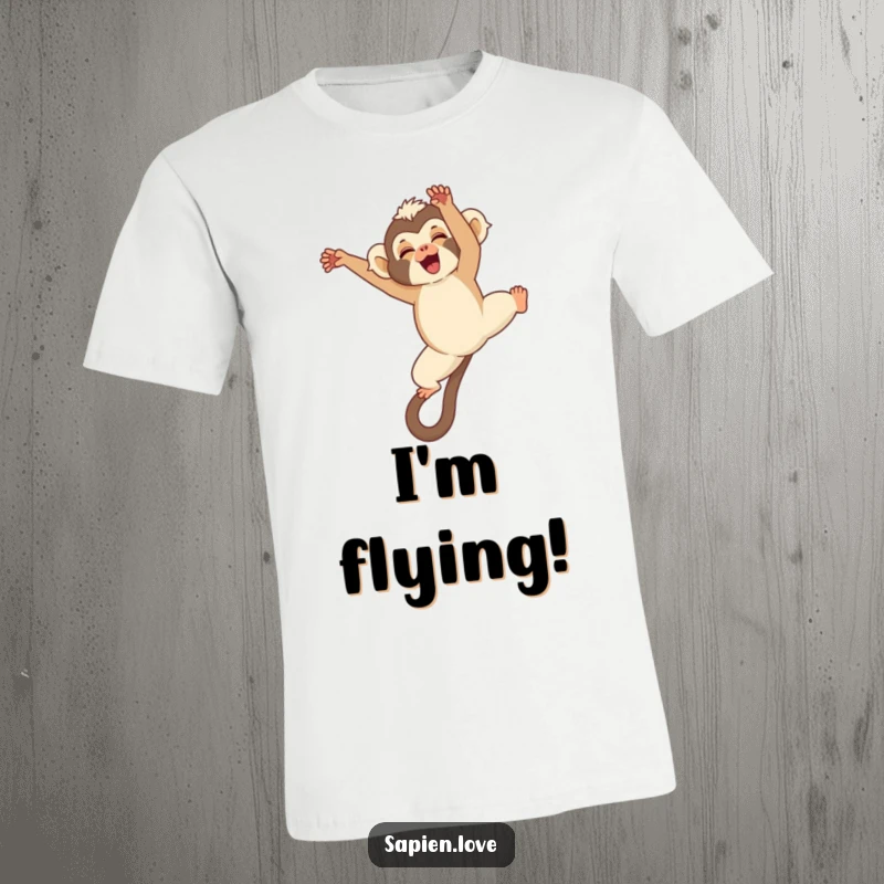 Funny Kawaii Gibbon T-Shirt, a cute gibbon doing a somersault with a giggle, capturing acrobatic fun.