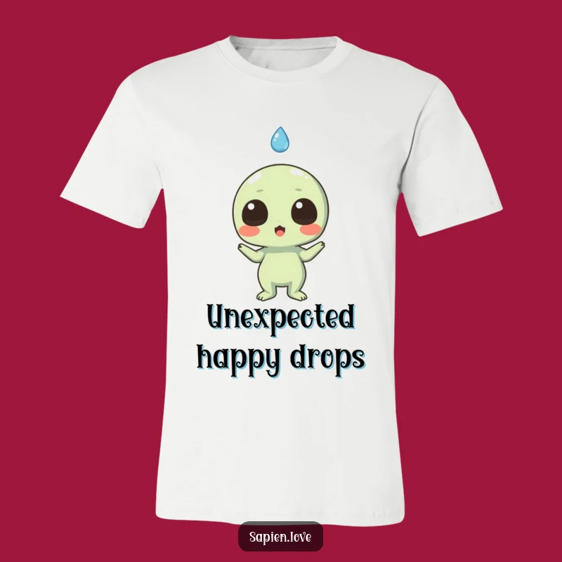 Funny Surprised Alien Raindrop T-Shirt: Wear Your Unexpected Joy