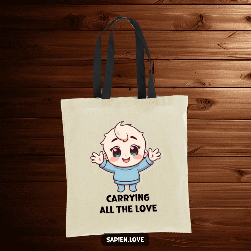 Funny Tote Bag: A character with cheerful eyes extends a warm greeting with open arms.