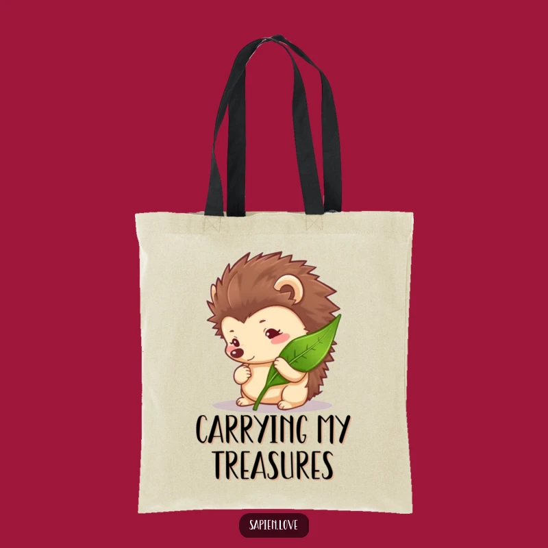 Funny Curious Hedgehog Tote Bag - Nature Lover's Shopping Bag