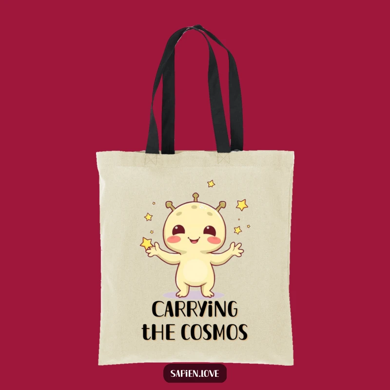 Funny Alien Juggling Stars Tote Bag: Carry Your Universe in Style