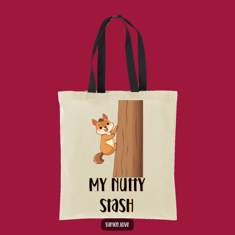 Funny Squirrel Tree Climber Tote Bag: Carry Your Essentials with Woodland Fun