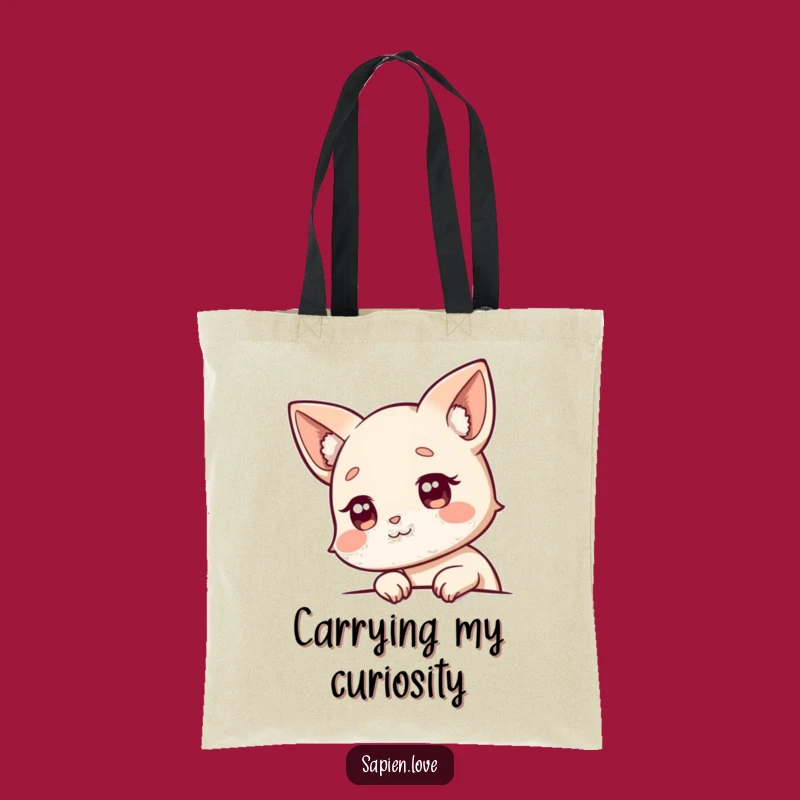 Funny Tote Bag - Curious Animal Ears Character for Essentials Gift